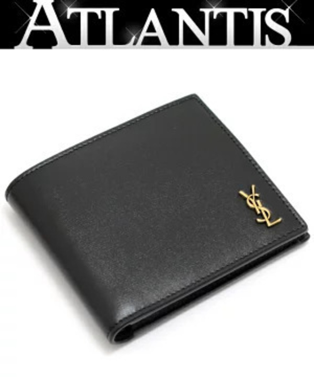 Saint Laurent Yves Cassandra bi fold wallet compact leather black